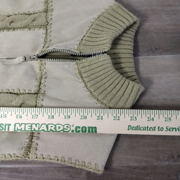 Designers Studio Originals suede and knit vintage full zip vest size S - Picture 7 of 11